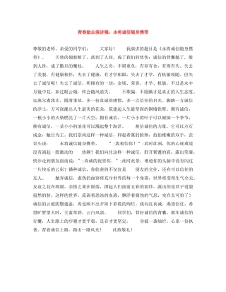 青春励志演讲稿永将诚信随身携带 