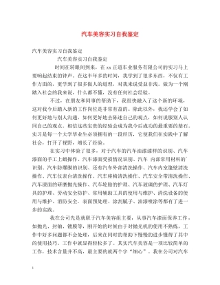 汽车美容实习自我鉴定 (2) 