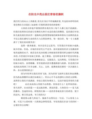 在阳光中亮出我们青春的旗帜 