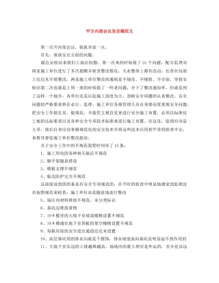 甲方内部会议发言稿范文 