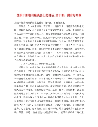 挂职干部培训座谈会上的讲话_当干部，要有好形象 