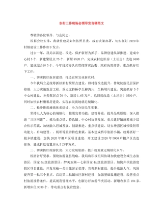 农村工作现场会领导发言稿范文 