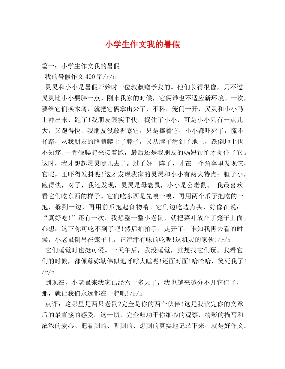 小学生作文我的暑假 _第1页