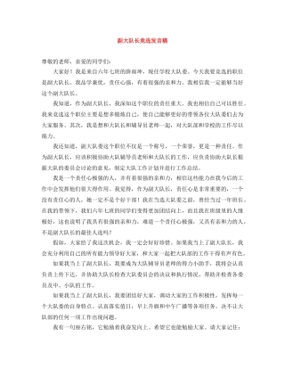 副大队长竞选发言稿 