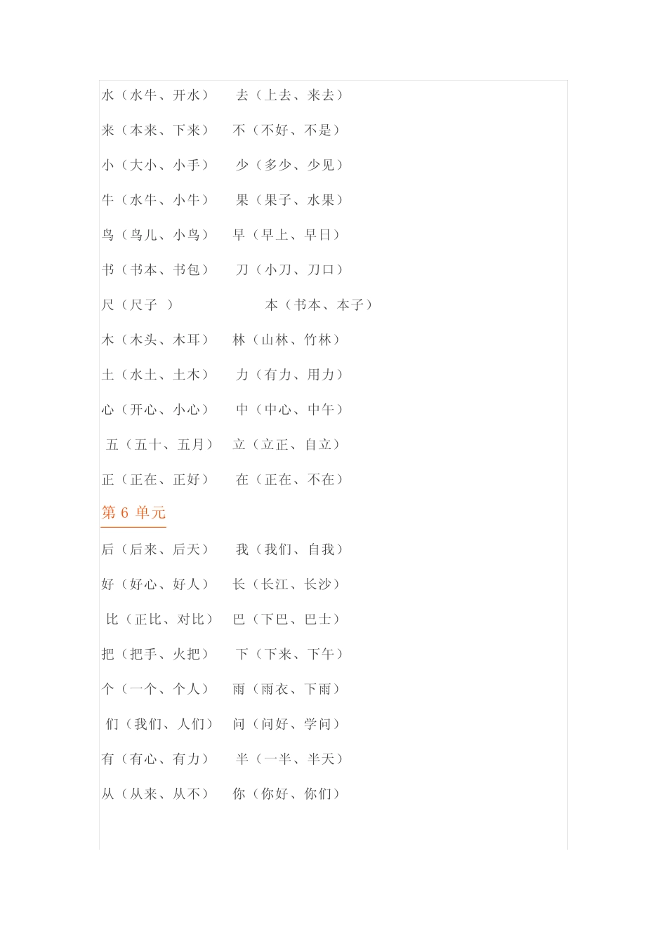 部编版语文一年级(上)期末总复习知识点汇总_第2页