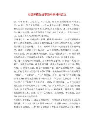市级劳模先进事迹申报材料范文 
