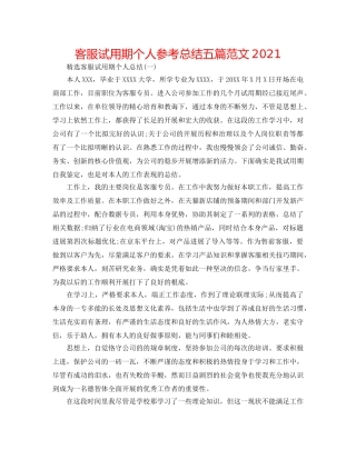 客服试用期个人参考总结五篇范文2024 
