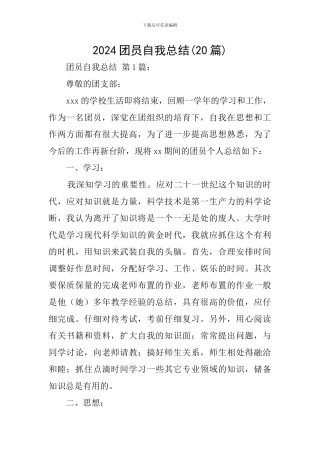 2024团员自我总结