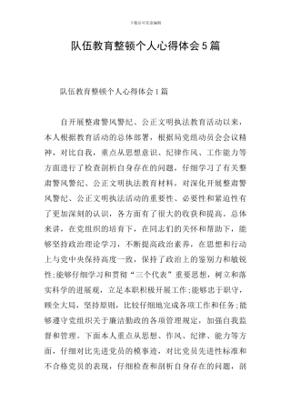 队伍教育整顿个人心得体会5篇