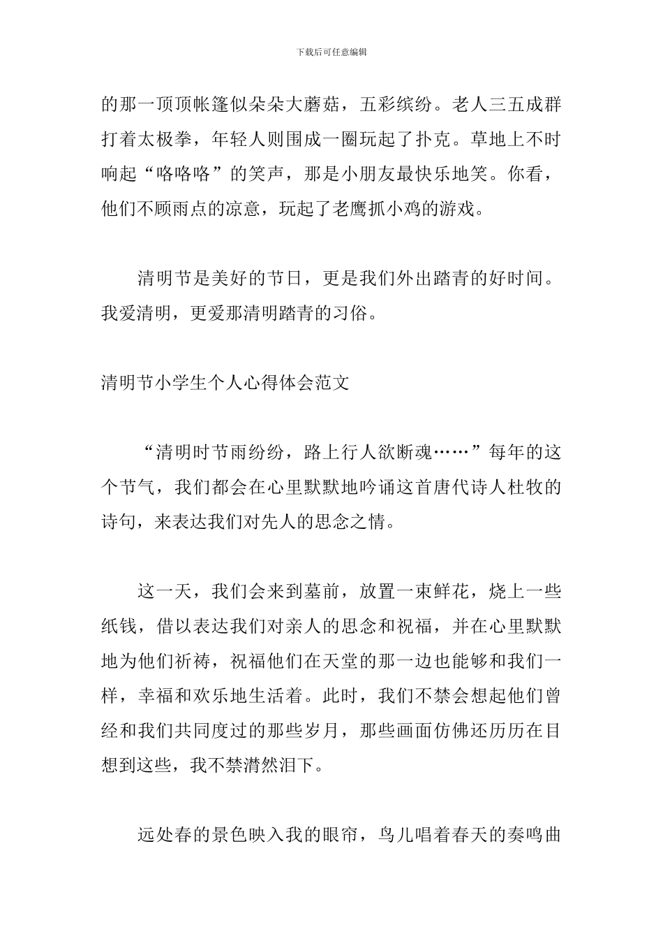 清明节小学生个人心得体会范文_第2页
