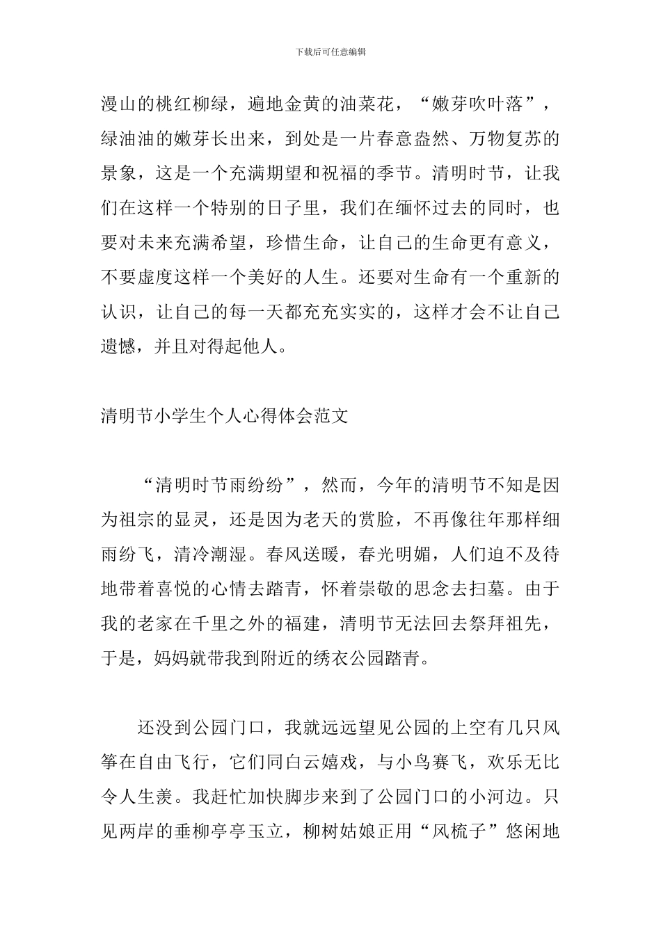 清明节小学生个人心得体会范文_第3页