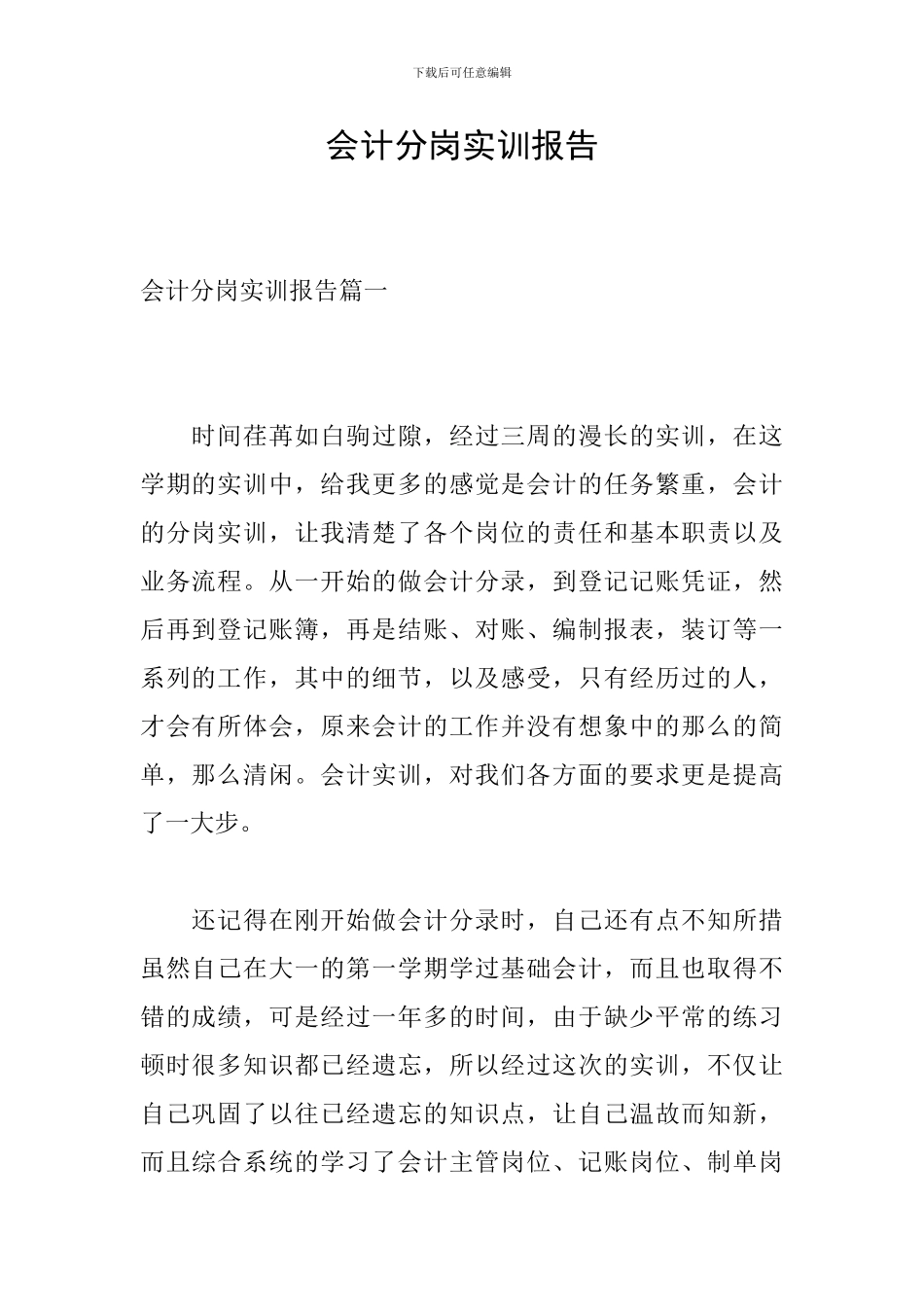 会计分岗实训报告_第1页