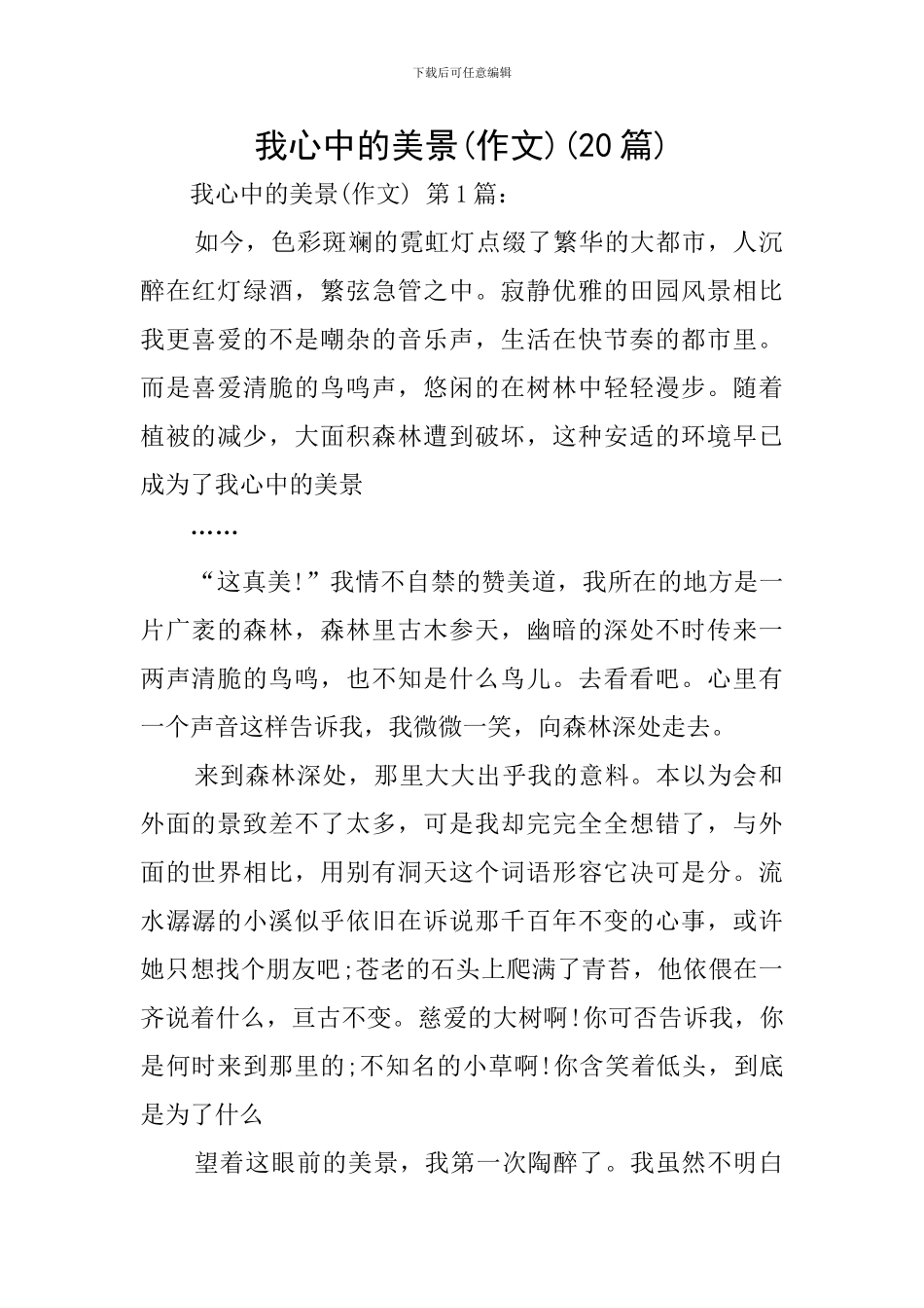 我心中的美景(20篇)_第1页