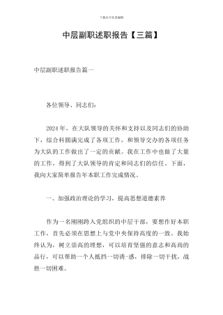 中层副职述职报告