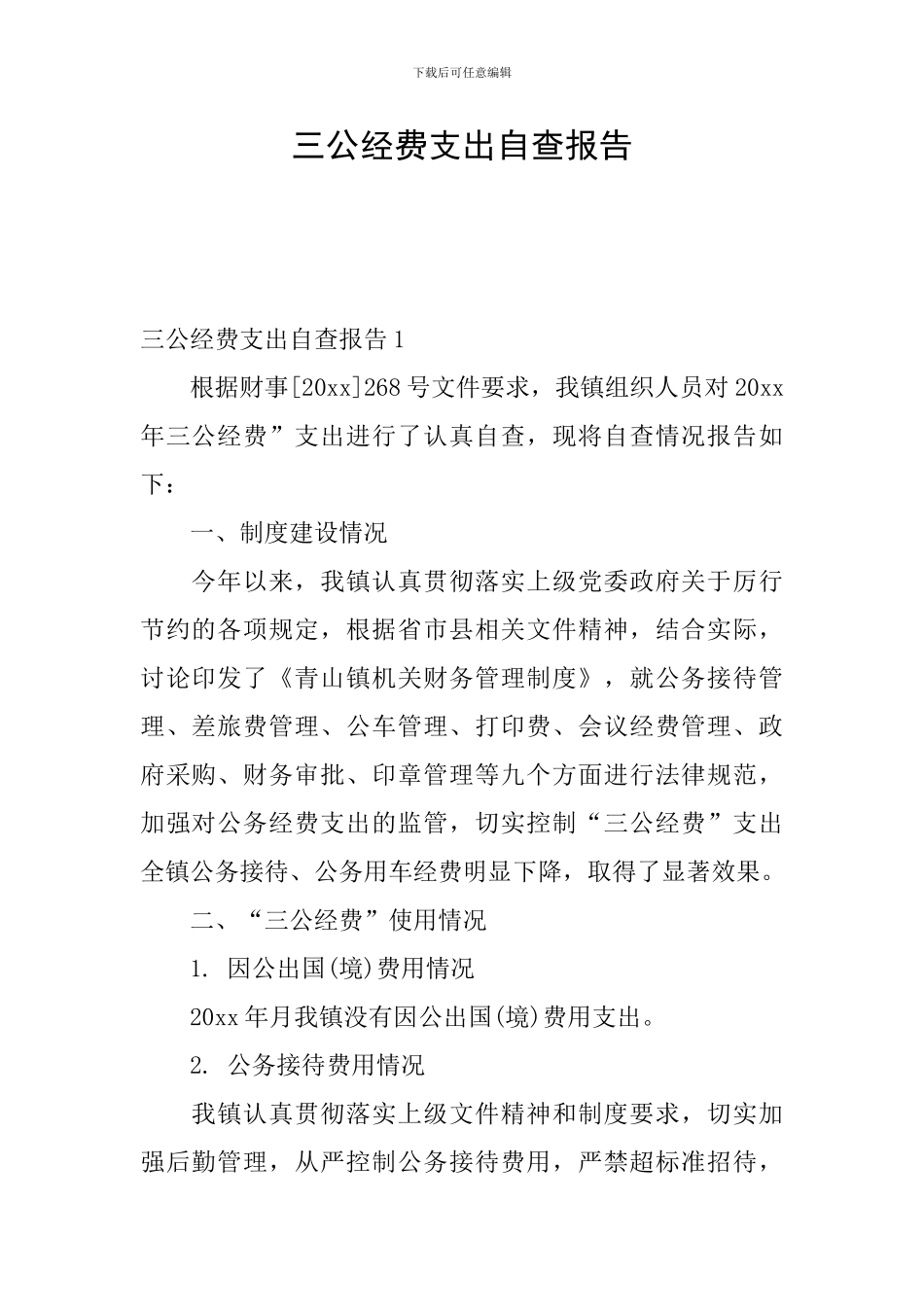 三公经费支出自查报告_第1页