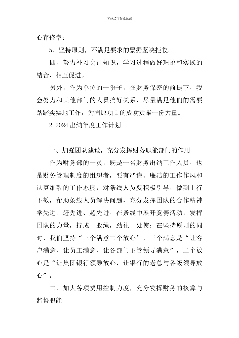 2024出纳年度工作计划_第2页