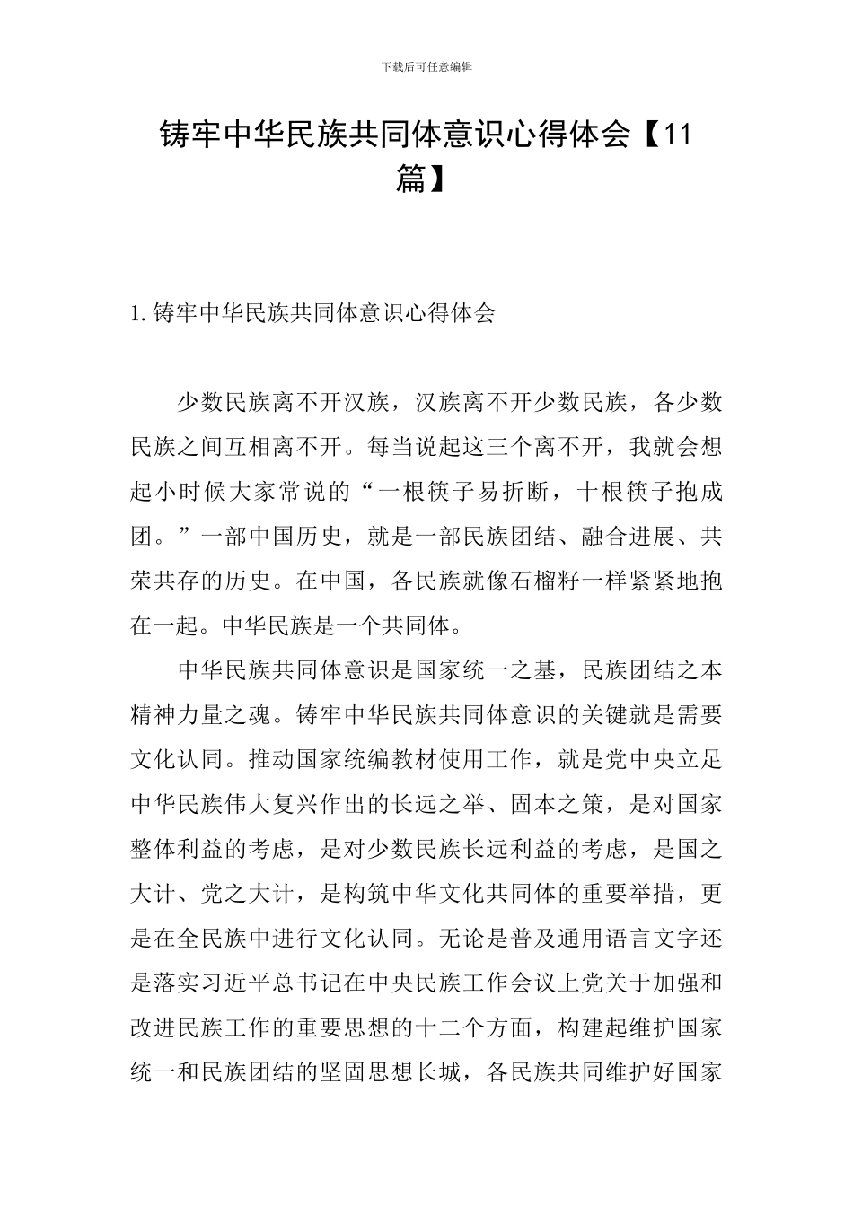 铸牢中华民族共同体意识心得体会_第1页