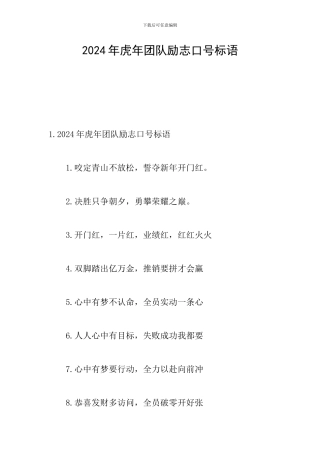 2024年虎年团队励志口号标语