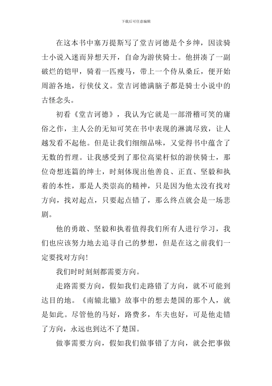 2024年寒假小学生堂吉诃德读书心得体会_第3页