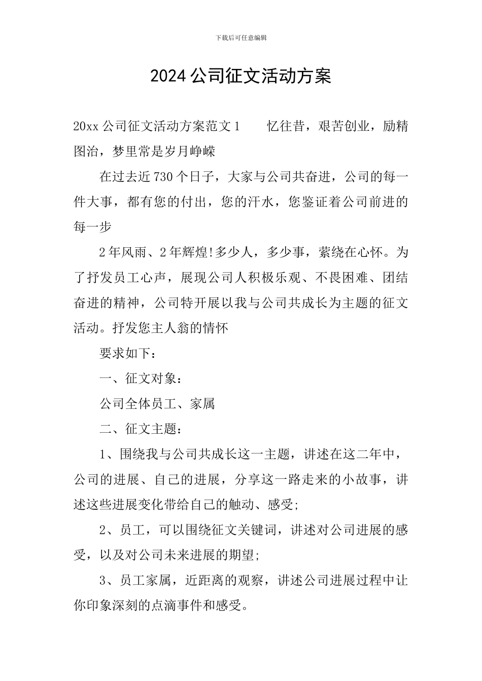 2024公司征文活动方案_第1页