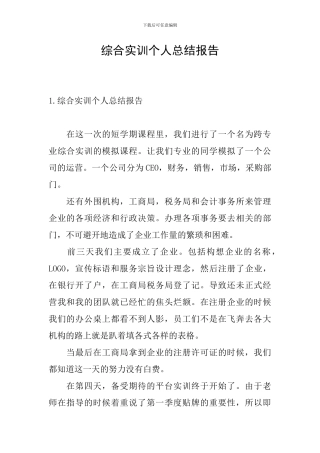 综合实训个人总结报告