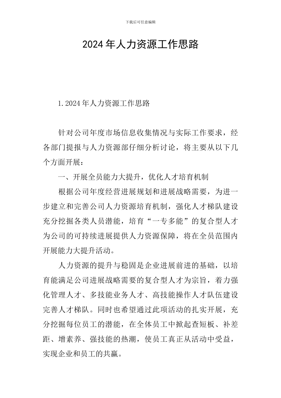 2024年人力资源工作思路_第1页