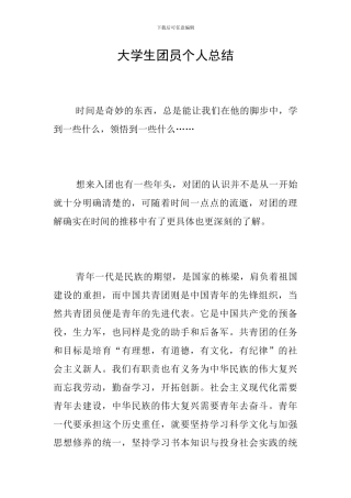 大学生团员个人总结