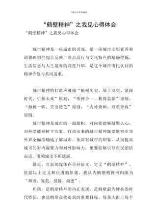 “鹤壁精神”之我见心得体会