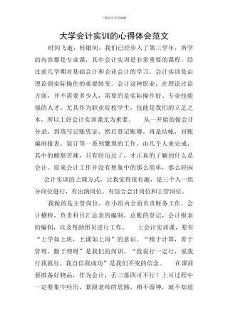 大学会计实训的心得体会范文
