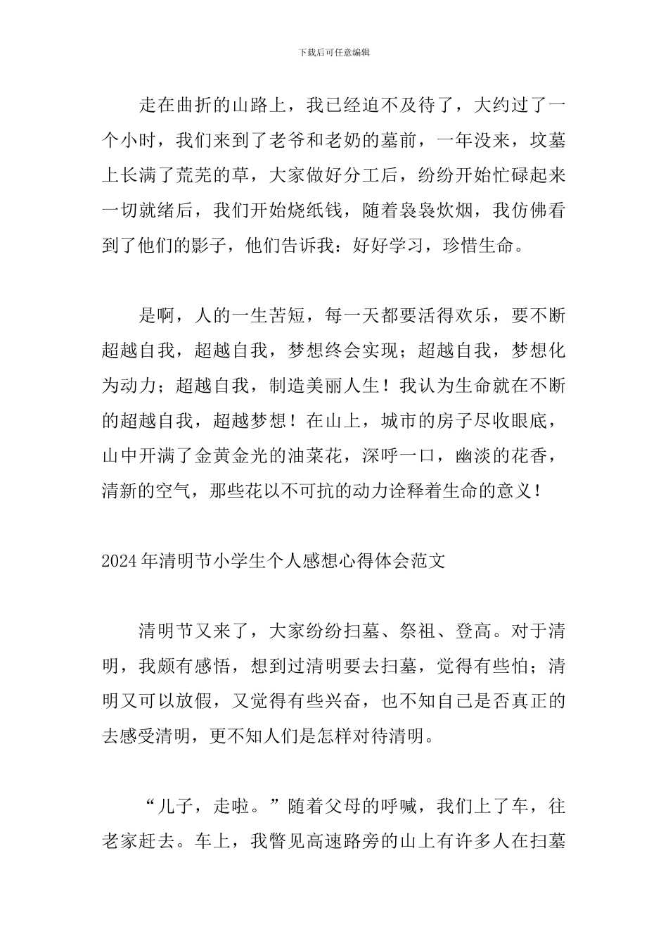 2024年清明节小学生个人感想心得体会范文_第3页
