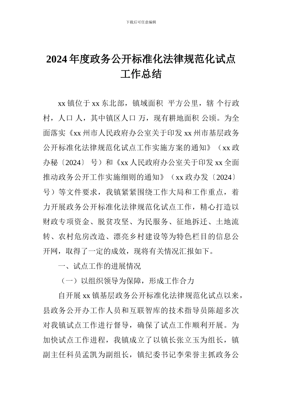 2024年度政务公开标准化规范化试点工作总结_第1页