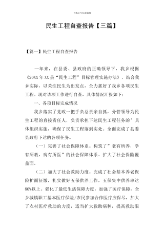 民生工程自查报告