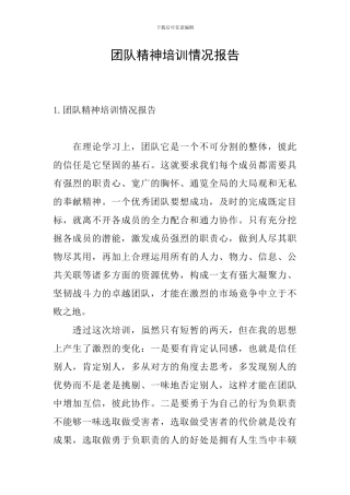 团队精神培训情况报告