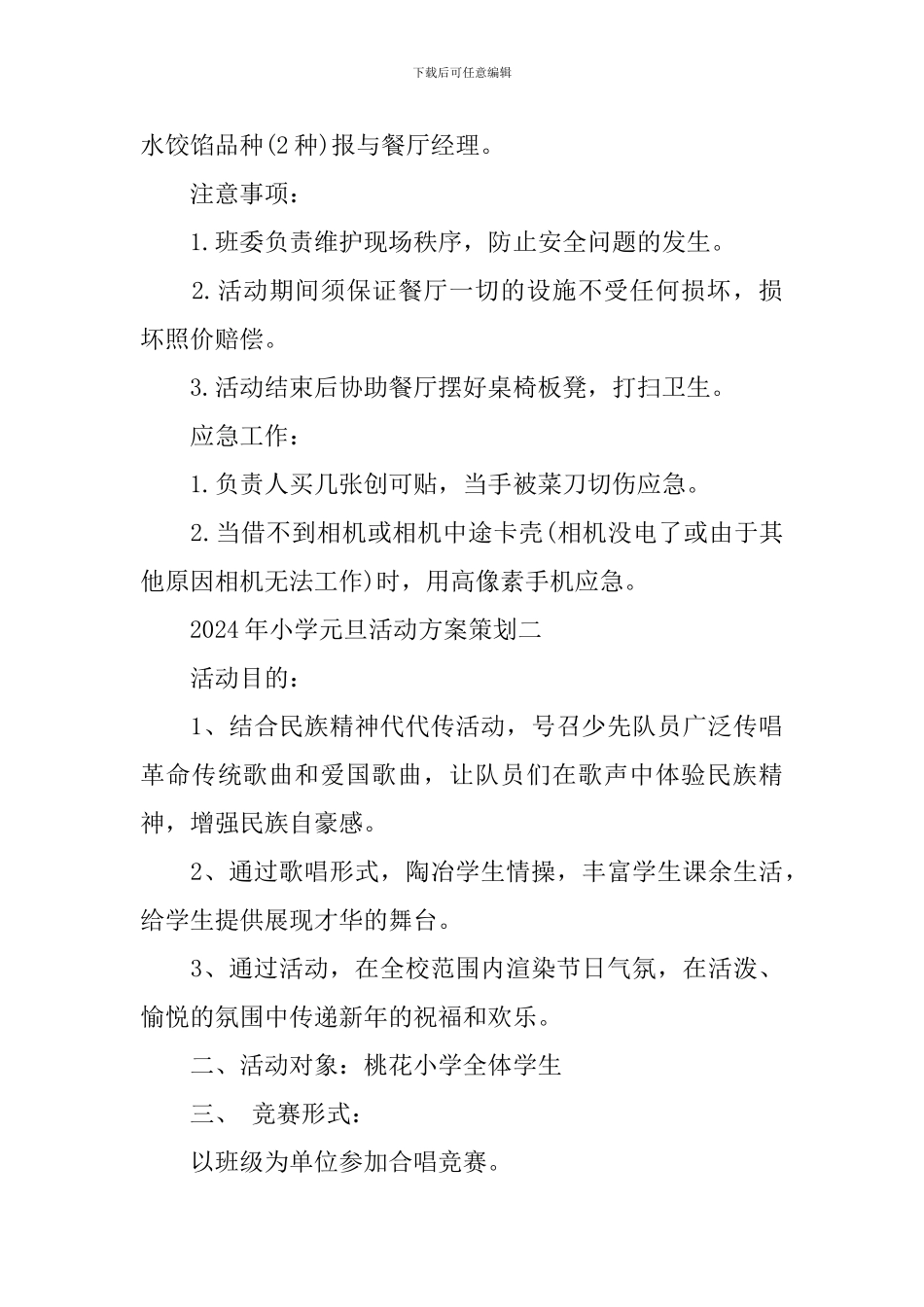 2024年小学元旦活动方案策划_第3页