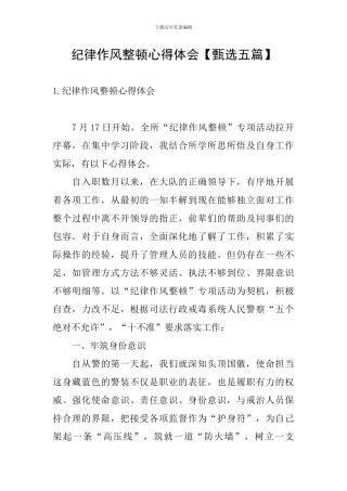 纪律作风整顿心得体会