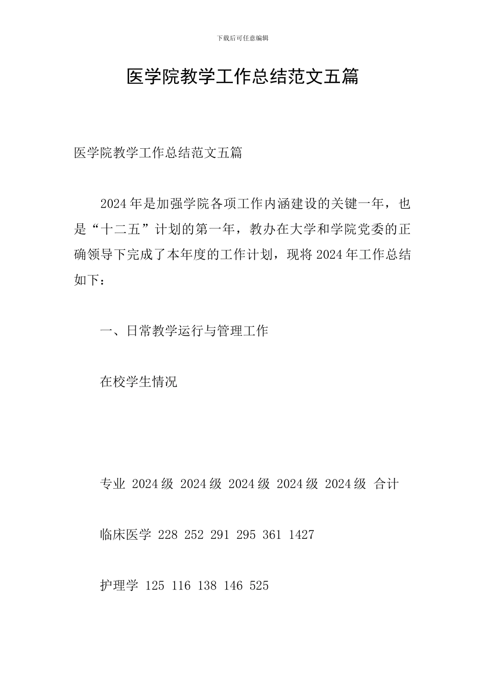 医学院教学工作总结范文五篇_第1页