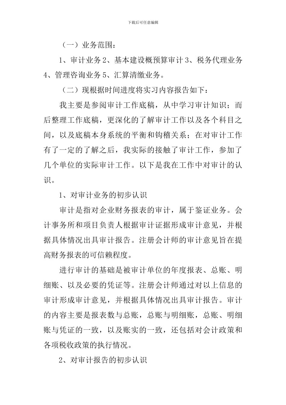 2024审计专业顶岗实习报告总结三篇_第2页