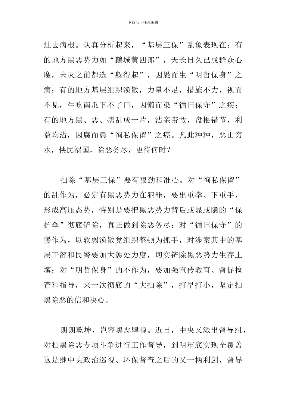 民警扫黑除恶心得体会精选例文汇总_第2页