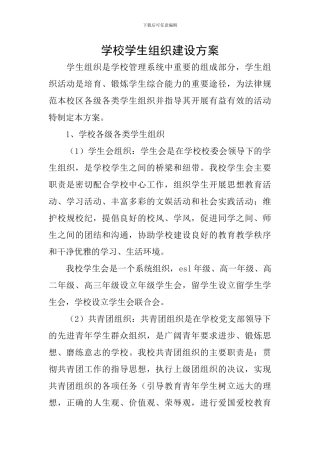 学校学生组织建设方案