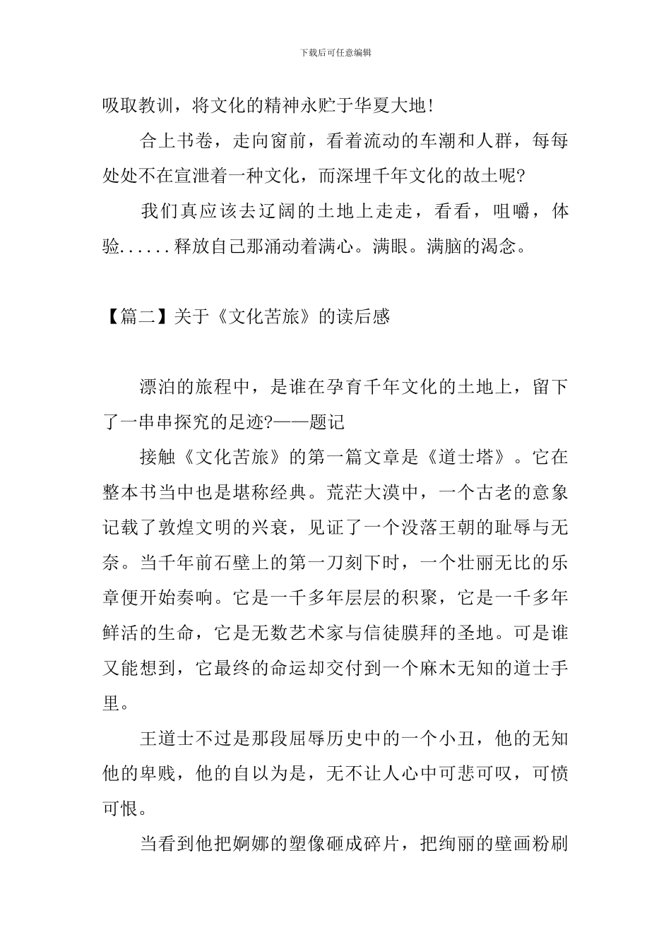 关于《文化苦旅》的读后感_第3页