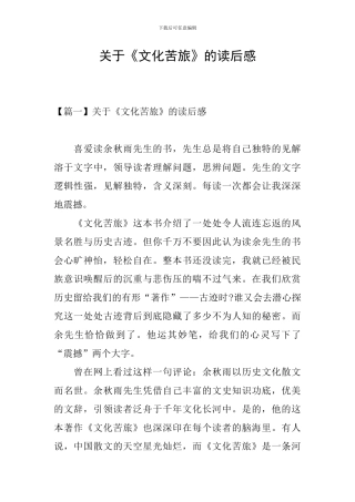 关于《文化苦旅》的读后感