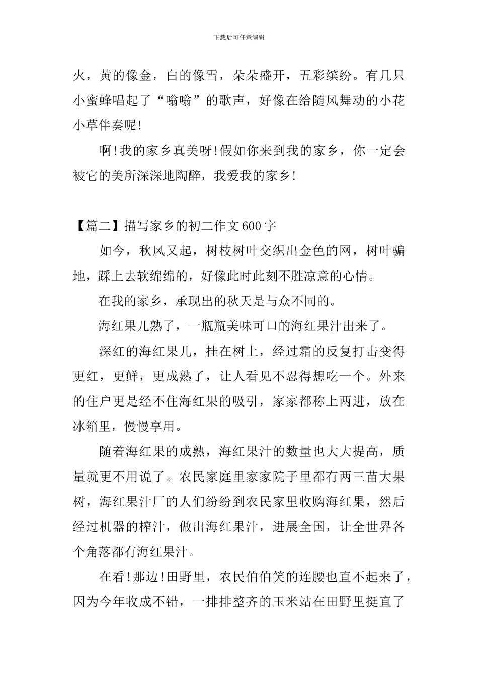 描写家乡的初二作文600字_第2页