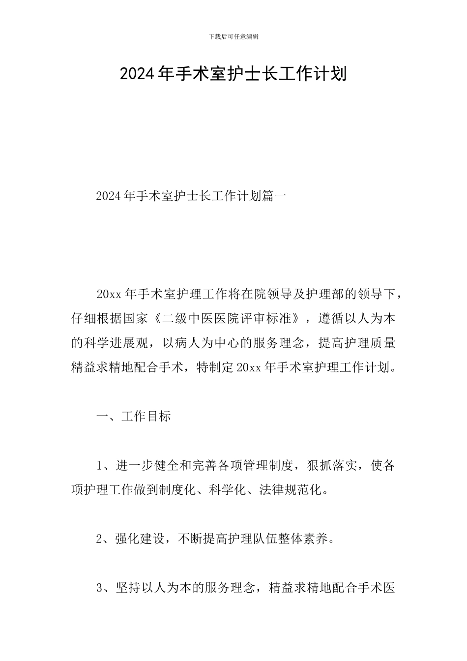 2024年手术室护士长工作计划_第1页