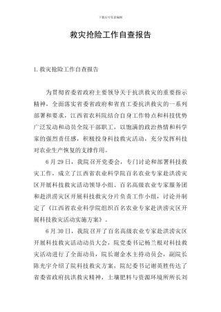 救灾抢险工作自查报告