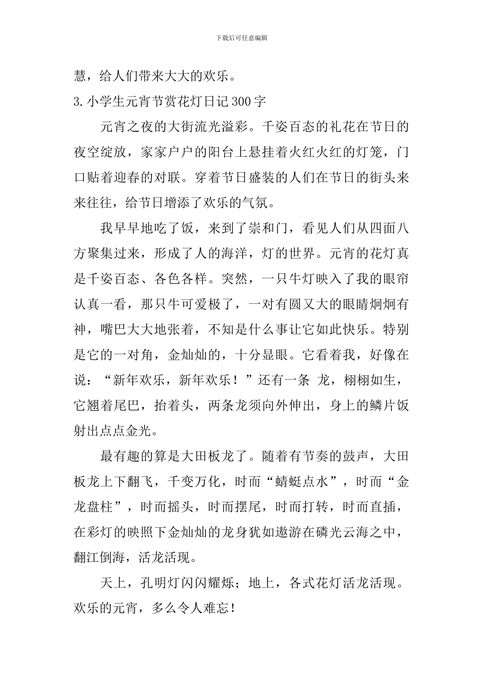 小学生元宵节赏花灯日记300字10篇_第3页