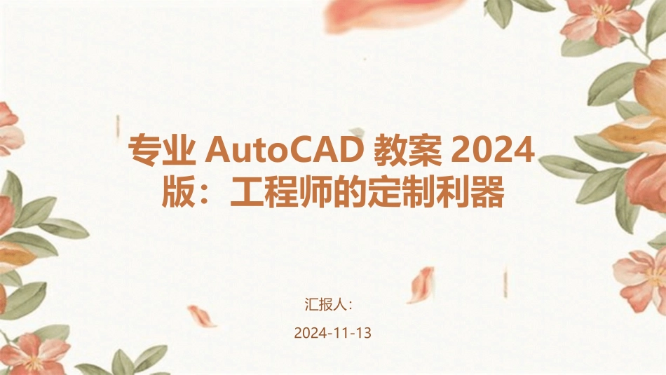 专业AutoCAD教案2024版：工程师的定制利器_第1页