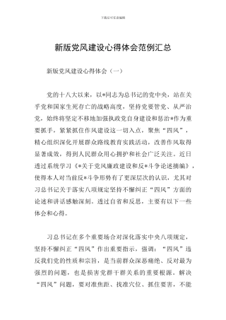 新版党风建设心得体会范例汇总