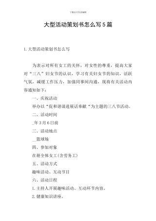 大型活动策划书怎么写5篇