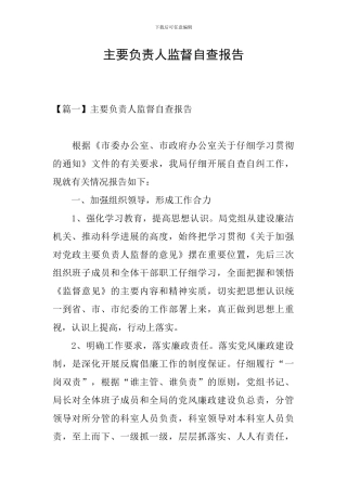 主要负责人监督自查报告