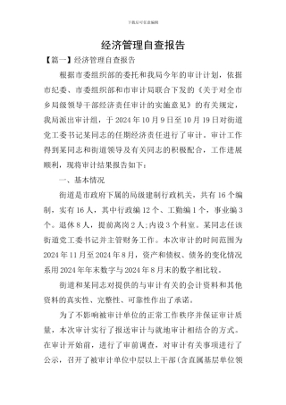 经济管理自查报告